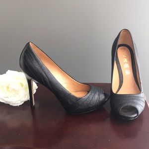 NEW LAMB black leather peep toe highheel size  8.5